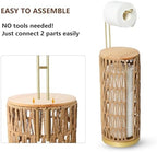 Trongee Freestanding Toilet Paper Holder with Storage,Goldn Handmade Woven Toilet Paper Roll Holder Stand,3 Rolls of Tissue Holder for Bathroom,Rattan Sturdy Boho Bathroom Toilet Paper Storage - Image 5