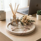 Natural Travertine Marble Round Tray: 7.8" Bathroom Vanity Counter Décor - Image 3