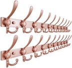 Dseap Coat Rack Wall Mount 37”, Heavy Duty 12-Gauge Base vs Flimsy 1mm, Double-Thick Anti-Snap Hooks, 16” Stud-Mount, Stainless Steel 10-Hook Hanger for Closet Entryway, Rose Gold, Pack of 2 by Dseap