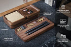 MUUJEE Wooden Desk Organization 4 Piece Set - for Desk Accessories Work Teacher Dad Wood Tray Work Minimalist Rustic - Image 4