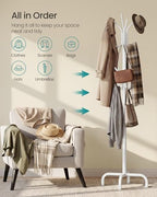 SONGMICS Coat Rack Freestanding, Steel Stand with 16 Hooks and 4 Legs - Image 3