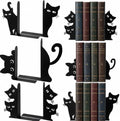 Flutesan 6 Pcs Black Cat Metal Bookends Peeping Cat Book Ends for Shelves by Flutesan