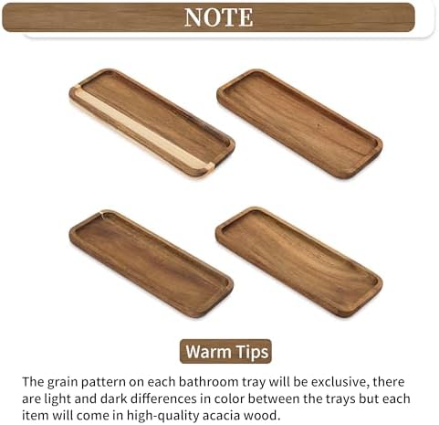 Hanobe 2pcs Acacia Wood Bathroom Toilet Storage Basket Tank Topper Set - Image 6