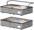 EE-RoomWorld Under Bed Storage with Wheels, No Assemble Required 5.5 inches height grey under bed storage bins,Low Profile Rolling Underbed Shoe Storage containers，dorm underbed storage drawers by EASIERLIFEENJOYWORLDBEAUTY