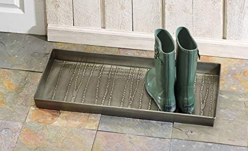 HF by LT Birch Forest Pattern Metal Boot Tray, 30 x 13 inches, Antique Zinc Finish - Image 3