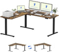 FLEXISPOT 71 x 63 Reversible L-Shaped Electric Standing Desk, Rustic Brown by Unknown