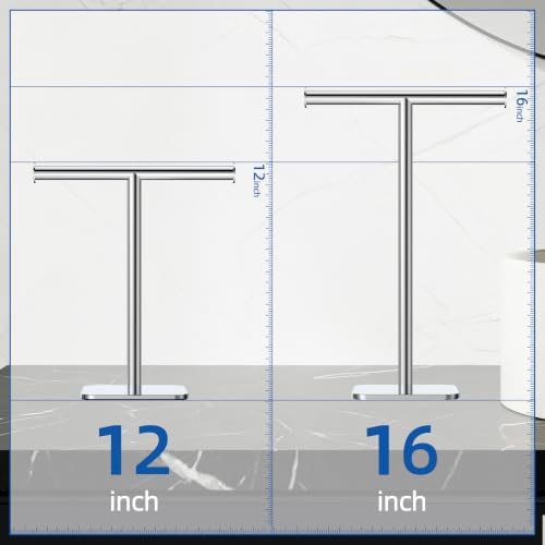 RUACQ T-Shape Hand Towel Holder Stand, 12inch, Brushed Nickel - Image 2