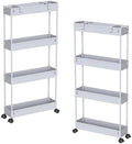 SPACELEAD 2-piece Set Slim Storage Cart 3 Tier,Bathroom Organizer Rolling Utility,Mobile Shelving Unit Slide Out for Office, Kitchen, Laundry Room & Narrow Places by Home