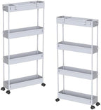 SPACELEAD 2-piece Set Slim Storage Cart 3 Tier,Bathroom Organizer Rolling Utility,Mobile Shelving Unit Slide Out for Office, Kitchen, Laundry Room & Narrow Places by Home