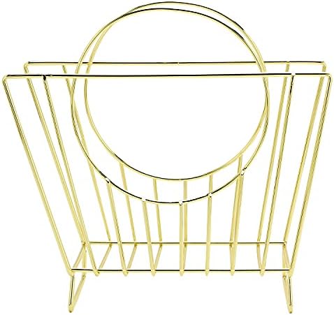 MyGift Brass Metal Magazine Holder, Mid-Century Document File Rack - Image 5