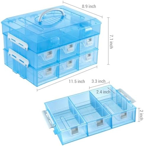 MyGift Sky Blue Craft Storage Organizer Case, 24 Compartments & 6 Drawers - Image 5