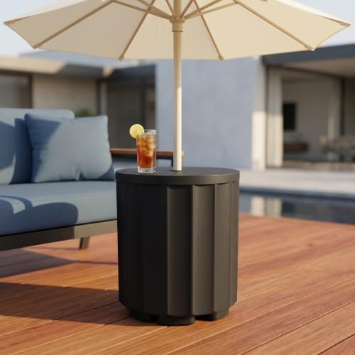 Umbrella Side Table with Hole, Patio Umbrella Base, 2 Pack, Black - Image 4