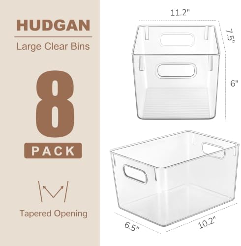 Hudgan 8 Clear Plastic Storage Bins for Pantry Organizer, Kitchen Cabinet - Image 6