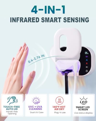 Toothbrush Holder for Bathroom, Dual-Mode UV Cleaning, Heated Drying - Image 2