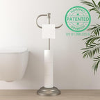 Hoimpro Toilet Paper Holder Stand Free Standing Roll Storage Brushed Nickel - Image 2
