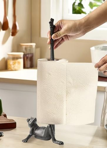 Black Cast Iron Paper Towel Holder Countertop, Frog Leg Toilet Paper Holder Stand, Stable & Durable, Cute Funny Animal Rustic Decor Paper Roll Holder for Bathroom & Kitchen - Image 5