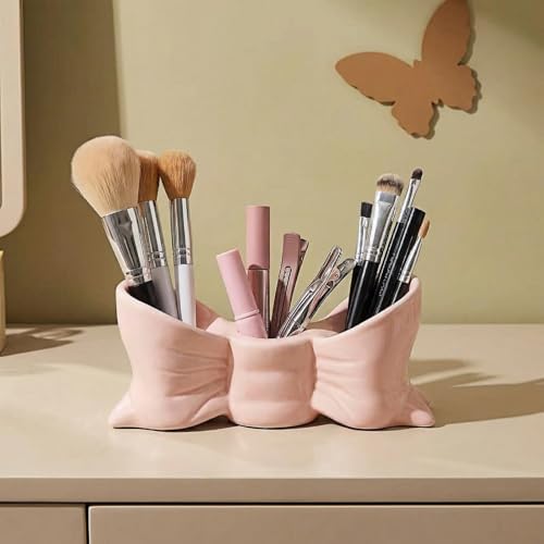 Bow Ceramic Toothbrush Holder, 3-Slot Cute Bathroom Toothbrush Organizer - Image 5
