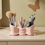 Bow Ceramic Toothbrush Holder, 3-Slot Cute Bathroom Toothbrush Organizer - Image 5