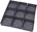 DIOMMELL 9 Pack Foldable Cloth Storage Box Closet Dresser Drawer Organizer Fabric Baskets Bins Containers Divider for Clothes Underwear Bras Socks Clothing, Dark Grey 900 by DIOMMELL