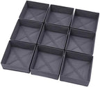 DIOMMELL 9 Pack Foldable Cloth Storage Box Closet Dresser Drawer Organizer Fabric Baskets Bins Containers Divider for Clothes Underwear Bras Socks Clothing, Dark Grey 900 by DIOMMELL