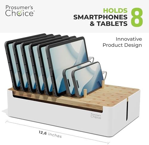 Prosumer's Choice Bamboo Charging Station - Multi Charger Organizer Desk Docking for Phones, Tablets, Laptop Wooden with Removable Dividers Cables Not Included - Image 4