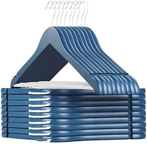 TOPIA HANGER Premium Wooden Hangers 16 Pack Blue/White Coat Hangers by TOPIAHANGER