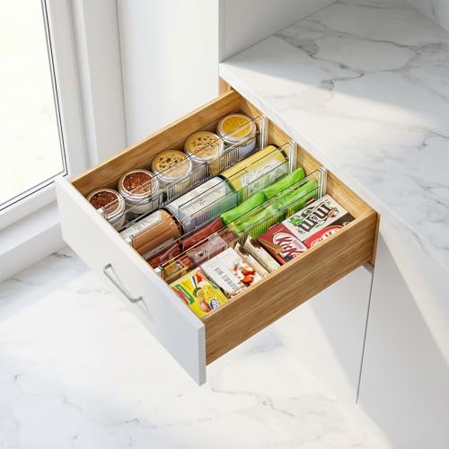 LETGO 8 Pack Drawer Dividers 6" High - Tall Acrylic Drawer Divider for Clothes, 12.3-18" Adjustable Dresser Deep Drawer Dividers,Expandable Dresser Separators for Kitchen Office Baby Clothing (8) - Image 4