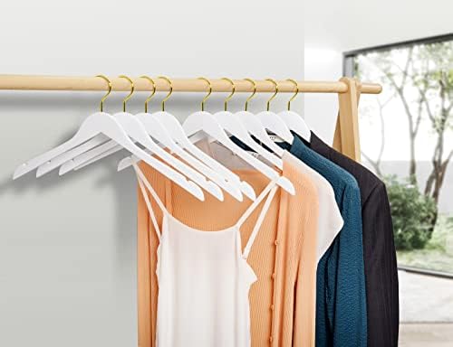 Amber Home 24 Pack White Wooden Coat Hangers with Gold Hook, Suit Hangers - Image 5