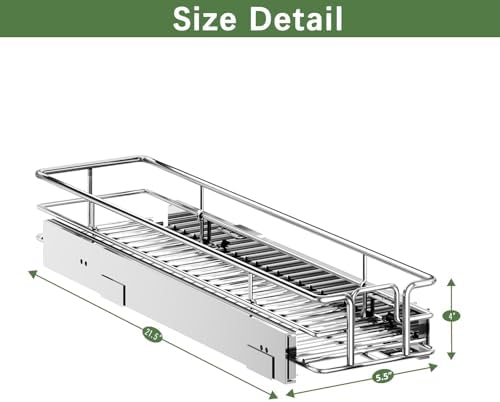 LOVMOR Pull Out Cabinet Organizer 5½" W x 21½" D, Kitchen Cabinet Pull Out Shelves Slide Out Storage - Image 3