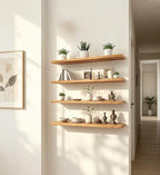 24 Inch Rustic Wood Floating Shelves Farmhouse Wooden Wall Shelves for Bathroom Bedroom Living Room Kitchen Office Set of 4 Light Brown - Image 7