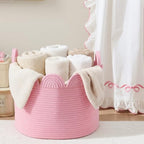 LemonRoad Round Woven Basket Pink, 16" L X 16" W X 14" H - Image 5