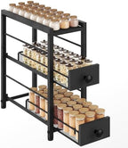 YATINEY Spice Rack, 3-Tier Pull Out Spice Rack Organizer for Countertop, Narrow Kitchen Countertop Storage Shelf with 2 Drawers, for Kitchen, Cafe, Black SR02BB by Yatiney