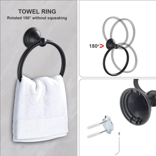 Newfun 8Pcs Matte Black Bathroom Accessories Set Towel Racks for Bathroom - Image 4