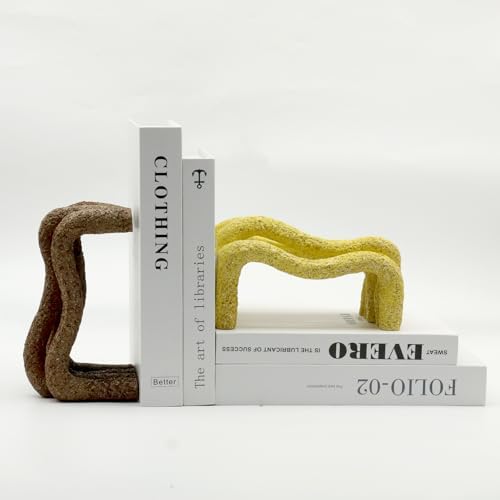 Lukitas Unique Wave Decorative Bookends Heavy Duty Non-Slip, Resin 7.5'' - Image 4
