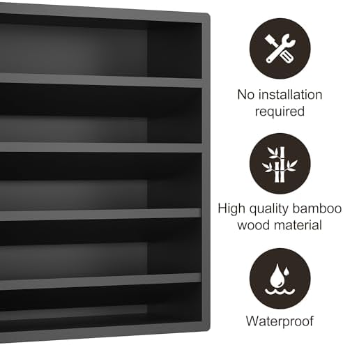 Orimade 4 Tier Spice Rack Organizer for Cabinet, Freestanding Bamboo Seasoning Rack for Countertop, Cupboard, Pantry, Kitchen, 13.18 x 4.13 x 12.2 inches(Spice Jars Not Included), Black - Image 4