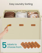 SONGMICS 160L Laundry Hamper, 4-Compartment Laundry Sorter with Lid - Image 4