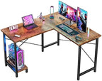 DUMOS 50-Inch Reversible L Shaped Desk with CPU Shelf, Brown by DumosLifestyle