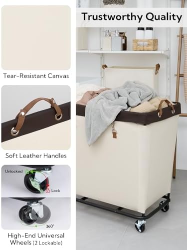 StorageWorks 320L Laundry Basket with Wheels, Rolling Hampers for Clothing - Image 4