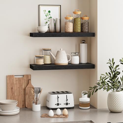 Fixwal Floating Wall Shelves for Decor (Black, Set of 2, 22Inch) - Image 5