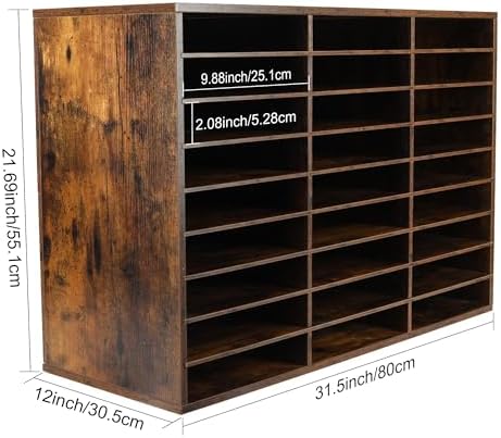 EasyPAG 27 Compartments Wooden Literature Organizer with Adjustable Shelves, 13500 Sheets Capacity Paper Organizer, Classroom Mailbox and Mail Sorter for Teachers and Office, Archaize - Image 7