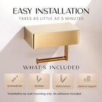 Day Moon™ - Toilet Paper Holder with Shelf & Storage - Wall Mount, Gold - Image 5