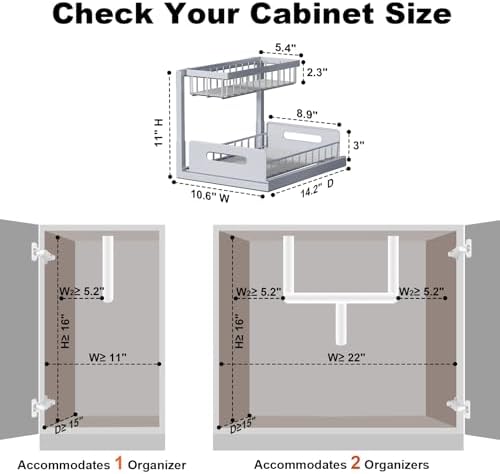 REALINN Under Sink Organizer, Pull Out Cabinet Organizer 2 Tier - Image 2