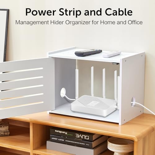 WiFi Router Storage Cabinet, WiFi Box Hider with Cable Management - Image 4