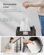 SONGMICS Laundry Hamper with Lid, 23.8 Gallon (90 L) Synthetic Rattan Clothes Laundry Basket with Lid and Handles, Foldable, Removable Liner, Chestnut Brown ULCB051K02 - Image 6