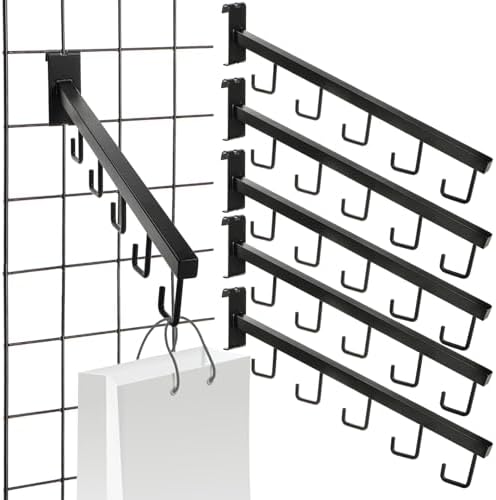 WRINGKIT 6 Pack Gridwall Waterfall Faceout with 5 Hooks, Sturdy by WRINGKIT