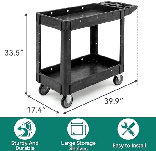 YITAHOME Black Utility Cart on Wheels, 550 lbs Capacity, 40 x 17 Inch - Image 3