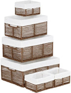Vagusicc Wicker Storage Basket, 6 Pack Baskets for Organizing, Wicker Baskets with Handle, Rectangular Woven Basket for Storage Shelves, Cube Storage Bins for Closet/Clothes/Dresser, Brown by Vagusicc