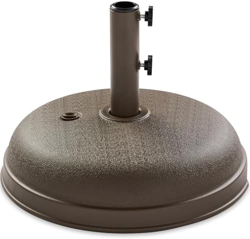 Best Choice Products Fillable Umbrella Base Stand Round Dome Plastic Patio Umbrella Base Stand, Pole Holder for Outdoor, Lawn w/ 55lbs Weight Capacity, Adjustment Knob - Brown by BestChoiceProducts