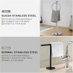 Hoimpro Hand Towel Holder Stand Free Standing Towel Bar Polished Chrome - Image 5