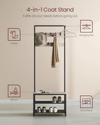 VASAGLE Hall Tree with Bench and Shoe Storage, 9 Movable Hooks, Top Bar - Image 3